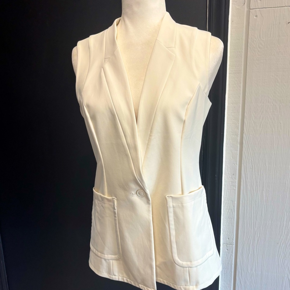 ANATOMIE cream sleeveless blazer vest size small